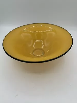 Large Art Deco Yellow/Orange Glass Bowl Vintage 9.5” Across Wear Only On Bottom • $24.99