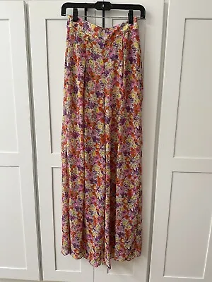 Zara Size Small Pink Floral Wide Leg Flare Pants Lightweight *New With Tags* • $25