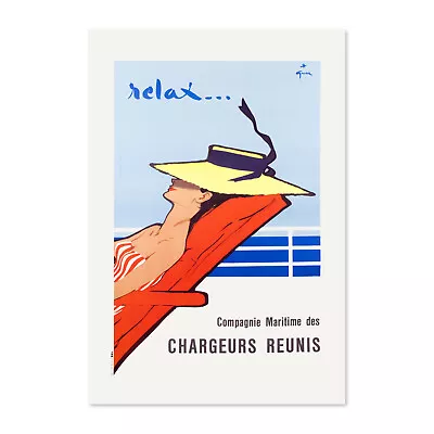 Chargeurs Reunis Relax Vintage Travel Poster - Classical Art Reproduction • $14.44