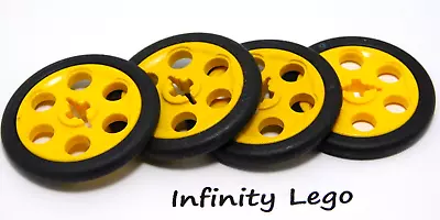 4 LEGO Technic Yellow Pulley Wheel Wedge Belt Rim With Tire (2786 4185) • $7.50