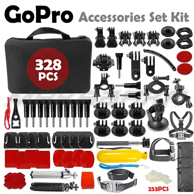 328 Go Pro Accessories Set Kit For Gopro Hero10 9 8 7 6 Monopod Head Chest Strap • $37.95