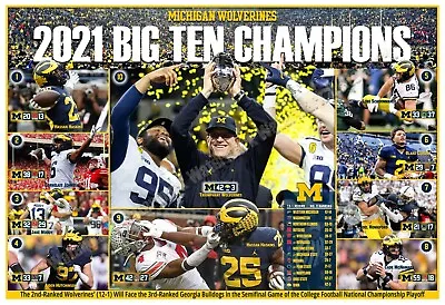 MICHIGAN WINS BIG TEN TITLE BY BEATING IOWA 19”x13” COMMEMORATIVE POSTER • $17.95