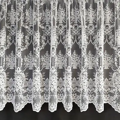 Grace Floral Design White Lace Net Curtains - Sold By The Metre • £3.37