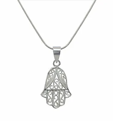 925 Sterling Silver Hamsa Hand Of God Charm Necklaces Protection Holyland Gift • £22.06