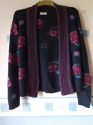 Ladies Cardigan Navy Floral  Angora Mix Size 14 *m&s Indigo* • £6.99