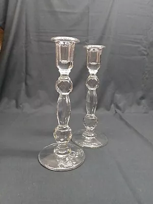 (2) 9 3/4” Mikasa Crystal Richelieu Single Light Candlestick Holders Germany EUC • $20