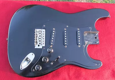 Vintage HARMONY STRATOCASTER LOADED BODY-BLACK-Strat Project Body-Blackie-L@@K! • $55