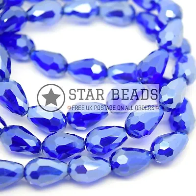 £2.70 • Buy Faceted Teardrop Glass Beads  - Pick Lustre Colour & Size