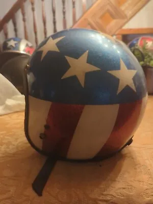 Vintage Easy Rider Motorcycle Helmet Captain America Stars Stripes Evel Knievel • $149