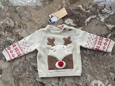 Christmas Reindeer Baby Jumper Age 1-3 Months Old Boots Brand New With Tags • £8.50