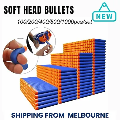 100 X Bullets SOFT HEAD Strike Elite Dart Refill Fits Most Nerf Guns BLUE • $82.20