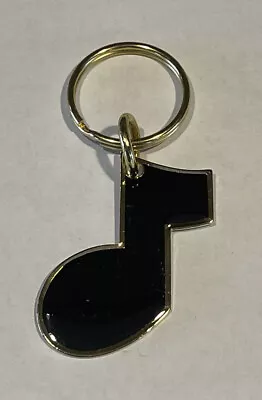 Vintage New Old Stock Black Music Note Metal Enameled Gold Tone Keychain • $7.99