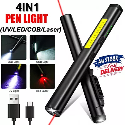 4in1 Mini Tactical Flashlight UV Light LED Small Torch Pen Light Rechargeable AU • $26.31