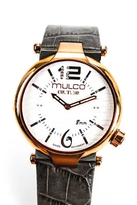 Mulco Couture Womens Rose Gold Tone Stainless Steel Leather Embossed Watch Gray • $85.39