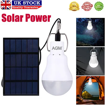 £9.99 • Buy Garden Solar Panel Lights Shed Light Outdoor Pendant Lamp LED Camping Tent Bulb