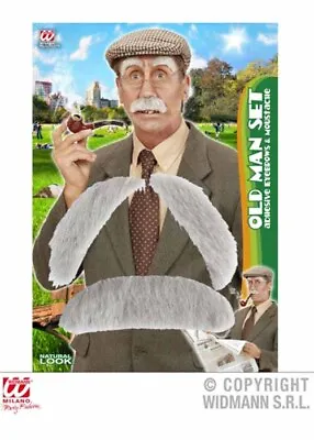 Old Man Grey Fake Moustache And Eyebrows • £8.49