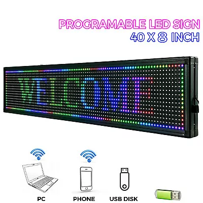 40 X15 40 X8  LED Sign Indoor Scrolling Message Board 3/7 Color Programmable US • $76.09