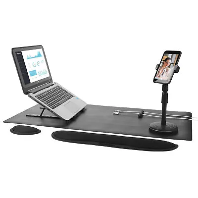 Intempo Laptop Riser Phone Holder Desk Mat Cable Tidy 6in1 Office Workspace Set • £11.99