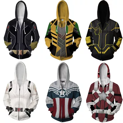 Avengers Loki Black Widow Pullover Zipper Hoodie Cosplay Superhero Jacket Coat • $23.10