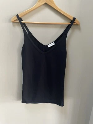 $69 • Buy Scanlan Theodore Navy Crepe Knit Singlet Top Size M Slim Fit