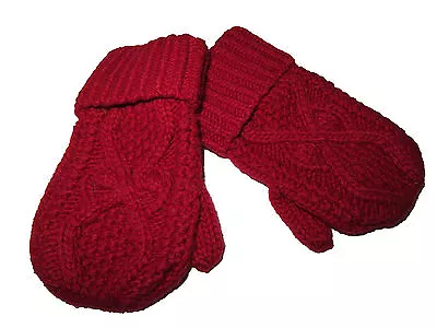 $5 • Buy Polo Ralph Lauren Red Cable Knit Wool Cashmere Blend Boys Girls Mittens Gloves