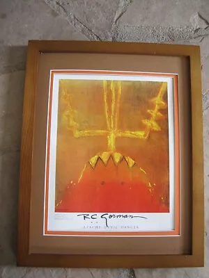 R C Gorman APACHE DEVIL DANCE  Wood Framed Matted  Print With Glass • $34.50