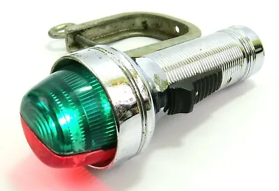 Clamp-On Vintage Metal Boat Light Red/Green Lens Lights Up Read • $23.41