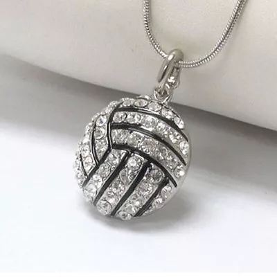 3D Crystal Rhinestone Volleyball Pendant Snake Chain Necklace Unisex Jewel:LU • $5.13