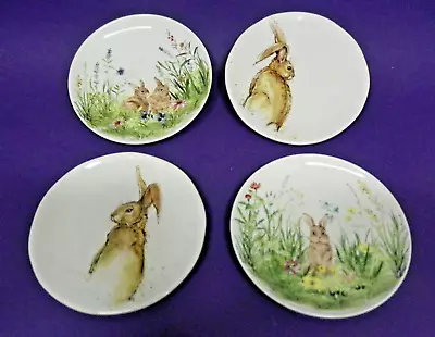 Set Of 4 Salad Luncheon Plates Bunny Rabbit Assorted Images 8 1/2  • $18.99