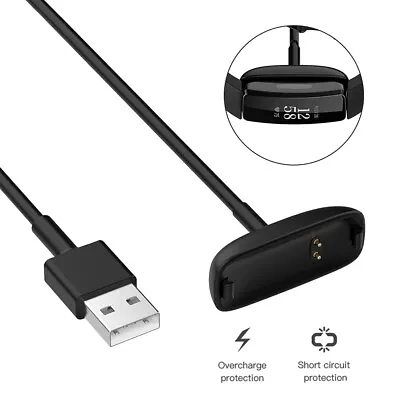 USB Charger Cable For Fitbit Inspire 1 2 3 Inspire HR Ace 2 Ace 3 1m Black • $8.95