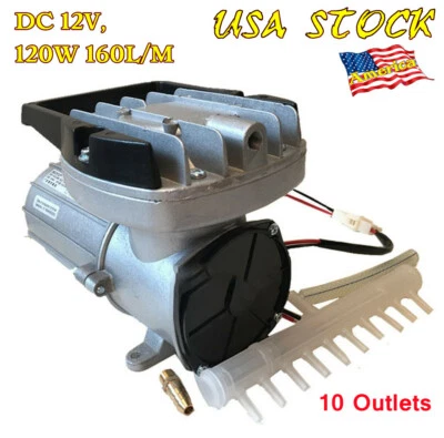 $91.99 • Buy Electromagnetic Air Pump Aerator Hydroponic Aquarium Fish Tank DC12V 160L/M 120W