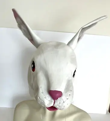 Mask Bunny Rabbit Full Over The Head Latex Easter Halloween Dress Up Mask READ • $15