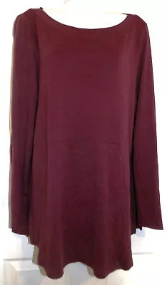 Cute Maroon J. JILL PERFECT PIMA SHIRT TAIL TUNIC W/Long Sleeves - Large • $9.99