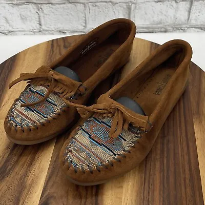 Minnetonka El Paso Moc II Aztec Moccasin Slip On Flats Womens Shoes Size 9 • $29.99