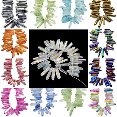 30pcs Natural Quartz Crystal Point Beads Top Drilled Decoration Resin Clay Craft • $9