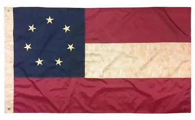 Vintage Antiqued Sewn Nylon 3x5 1st National Confederate Flag • $43.14