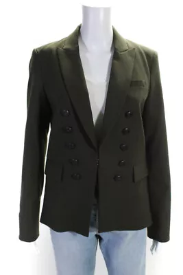 Veronica Beard Womens V-Neck Peak Collar Hook Closure Blazer Jacket Olive Size 8 • $99.99