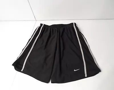 Nike Mens Dri-Fit Running Shorts Size Medium Black Gray Lined W/ Back Zip Pocket • $6.99