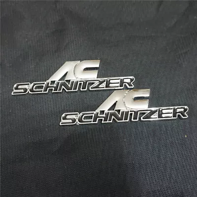 2x Silver Black Chrome AC SCHNITZER Metal Decal Sticker Badge Emblem Racing Line • £13.19