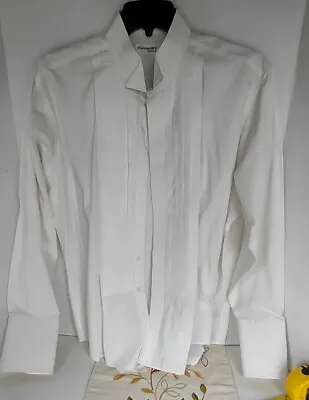 Tuxedo Shirt Size XL 100% Cotton Fumagallis Pleated Ruffle 17 1/2 34 35 • $26.99