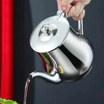 Stainless Steel Metal Teapot Tea Coffee Cafe Drink Kitchen Lid Pot Catering UK • £12.98