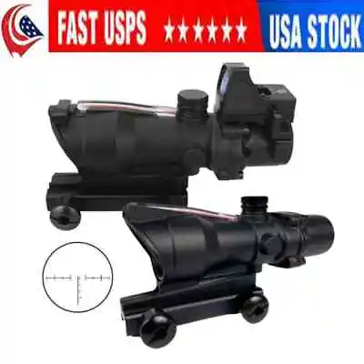 Tactical 4x32 Chevron Scope Reticle Sight Red Fiber Optic Scopet For Hunting US • $26.99