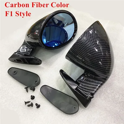 Pair Racing Car Side Wing Mirrors F1 Style Carbon Fiber Color L+R Universal USA • $66.59