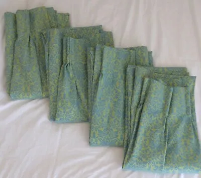 4 Vintage Sears Thermalgard Perma-Prest Curtain Panels Aqua Green  • $125