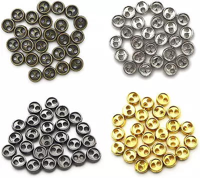 100Pcs 4 Colors Mini Metal Buttons 3Mm 2 Hole Mini Metal Round Buttons DIY Hand  • $9.40