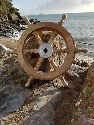 £36.95 • Buy Ships Wheel Mango Wood 46 Cm Across Wooden With Metal Centre Maritime Pirate 18