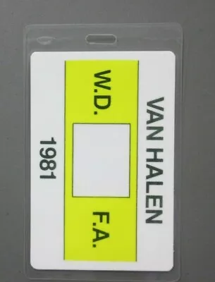 Van Halen Backstage Pass Laminated W.D.F.A. 1981 AUTHENTIC ! • £18.33