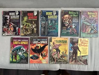 LOT OF 9 60's  GOLD KEY  COMICS: BORIS KARLOFF RIPLEY'S LOST IN SPACE PHANTOM • $50