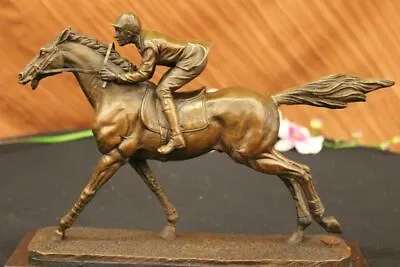 Original Milo Signed Bronze Sculpture Statue Of Jockey& Race Horse Trophy Figure • $419