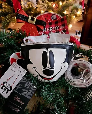 Mickey Mouse Holiday Gift Basket Loungefly Crossbody Hot Cocoa Included! • $45